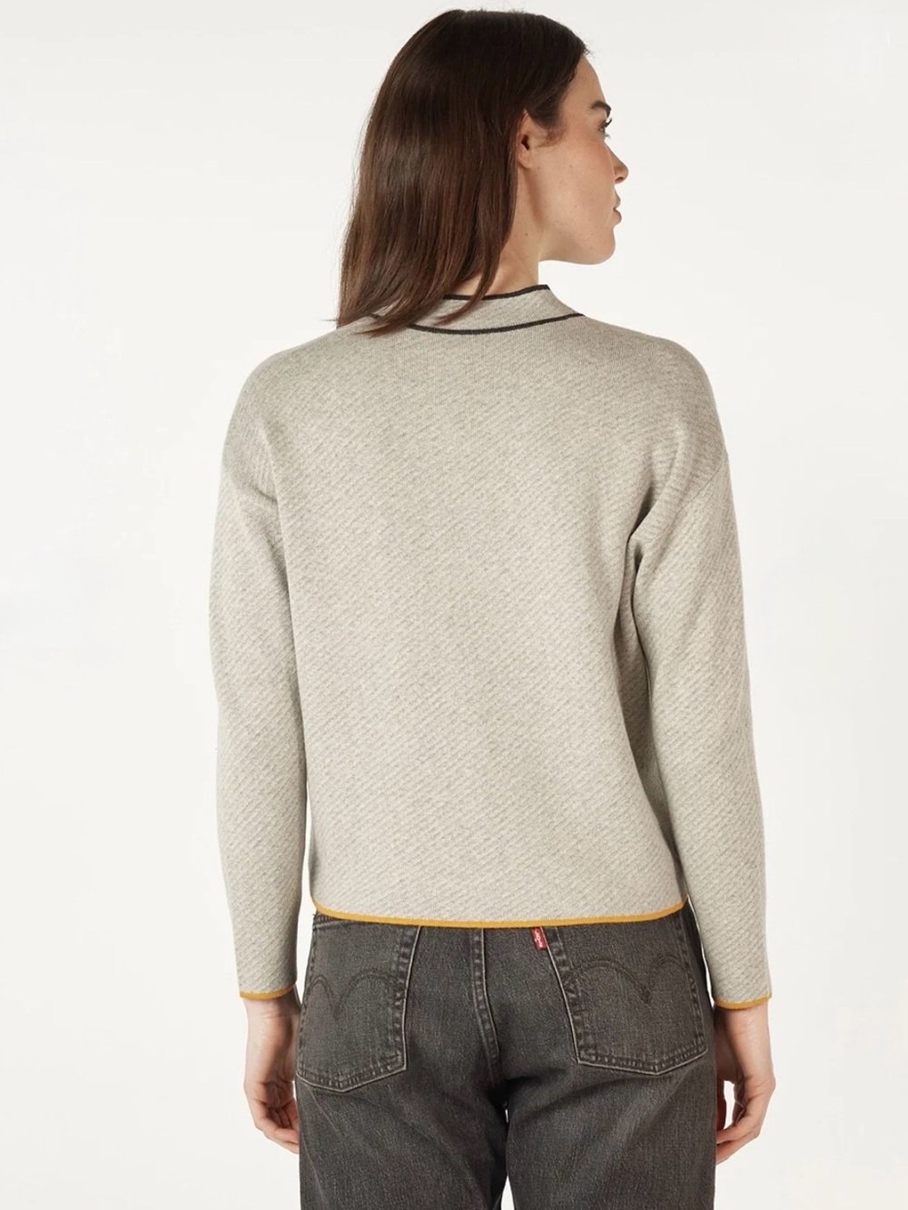 Zaket & Plover Neru Collar Sweater S Grey Cotton Cashmere Mandarin Mock Jumper - Picture 2 of 9